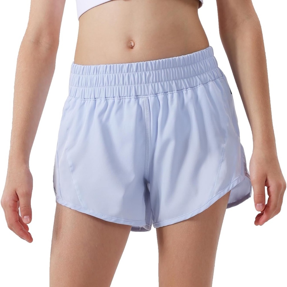 Girls Athletic Shorts, Quick Dry Running Shorts for Kids Teen PASTEL BLUE